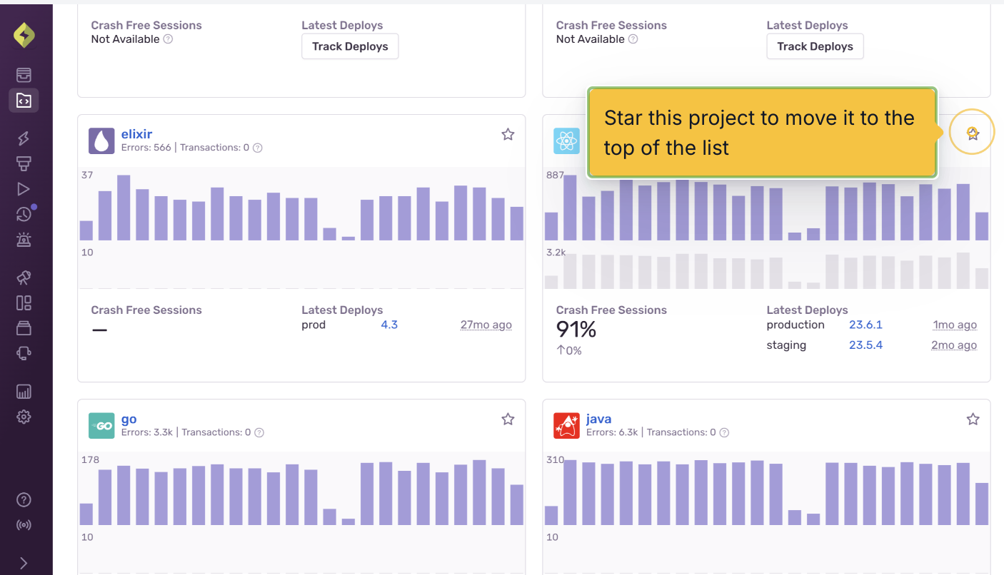 Projeler sayfasındaki projeler görme ekranı